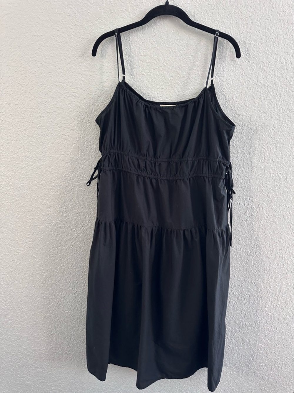 Universal Thread Black Tiered Sundress Size L Cotton Adjustable Strap Midi Dress